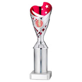 SILVER/PINK PLASTIC 'SABRE' CUP ASSEMBLED ON MARBLE (1in CEN) - 10in
